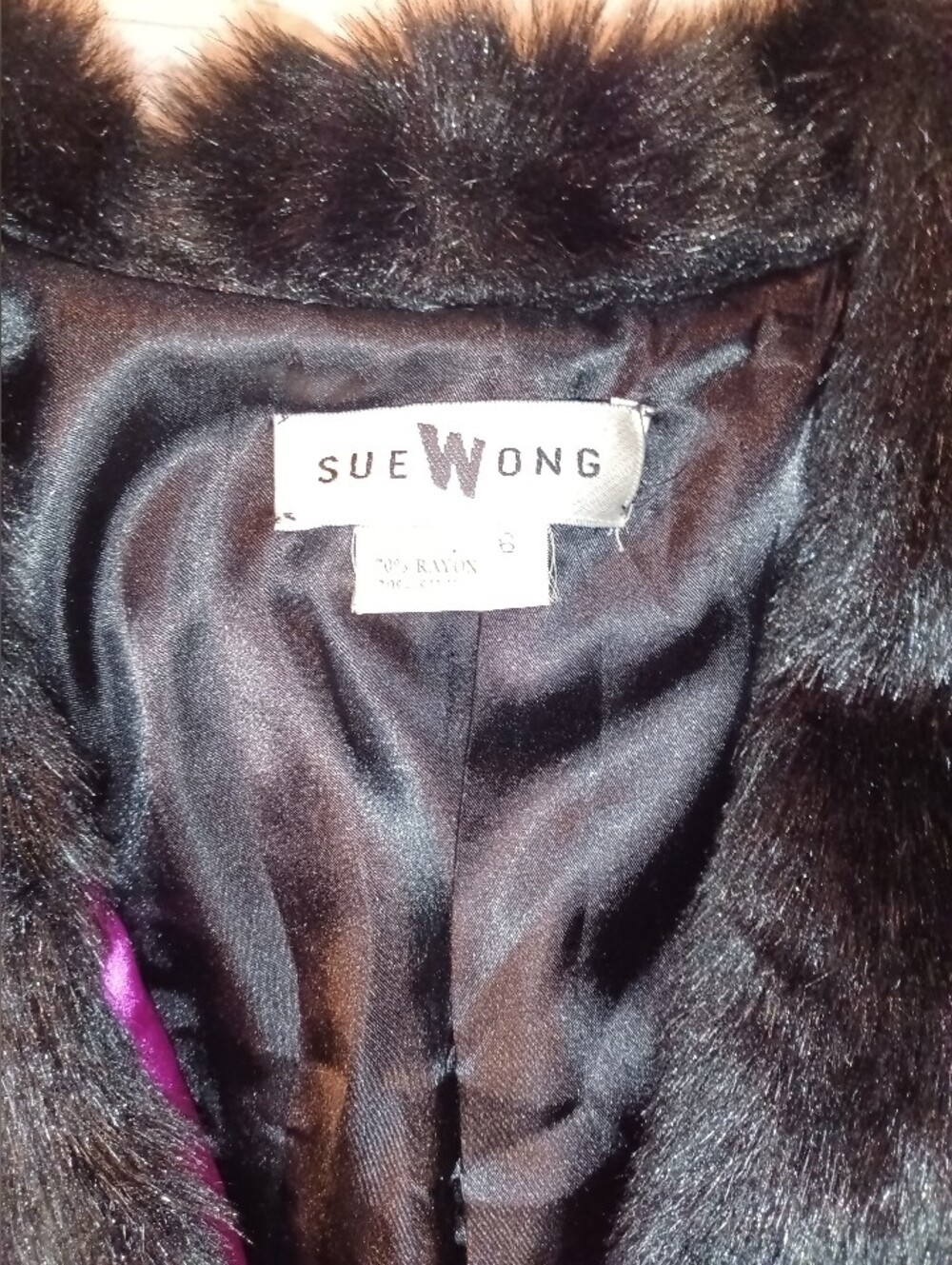 Price Firm Sue Wong Magnificent Vintage Patchwork Silk Coat with Faux Fur Trim - Picture 5 of 6